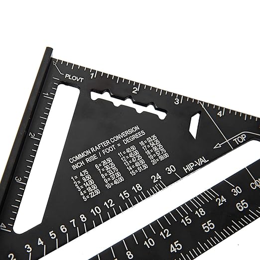 Beslands Aluminum 7-inch Rafter Square Carpenter Layout Tool Alloy Triangle Ruler Protractor （Imperial）