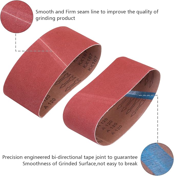 3 x 24 Sanding Belts, 3x24 Aluminum Oxide Sanding Belts for Belt Sander, 3 Each of 40/80/120/150/240/400 Assorted Grits Sanding Belts Assortment, 18 Pack(3x24in)