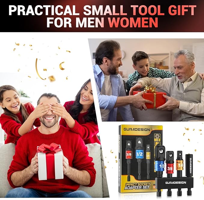 8-Piece Impact Socket Adapter Set for Drill, 1/4" 3/8" 1/2" Hex Shank Impact Driver Socket Adapter, Socket to Drill Adapter