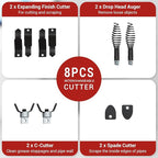 Auto Feed 100 FT x 3/8 Inch Drain Cleaner Machine with 370W Motor, Portable Sewer Snake Auger with 8 Cutters & Air-Activated Foot Switch, Fits 1" to 4" Pipes, Black & Red