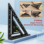 Foldable Carpenter Square 7 inch Rafter Square, Triangle Carpenter Square Die-cast for Woodworking and Carpentry (Black)
