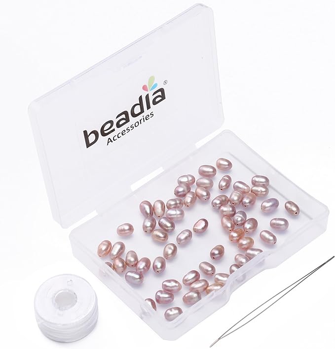 Natural Pearl Beads Rice 4-5mm Purple Freshwater Cultured Loose Gemstone Beads for DIY Jewelry Making 13.8''/Strand HQ