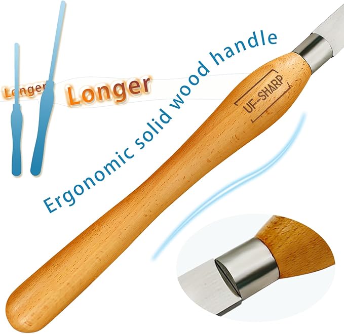 1 inch Round Nose Scraper, M2 Cryo High Speed Steel Wood Turning Tools with Beech Wood Handle