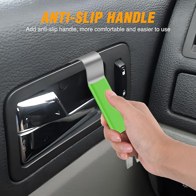 GOOACC 11 PCS Trim Removal Tool Kit, Metal Pry Tool Auto Fastener Remover Pry Bar Set Car Door Panel Removal Tool Dashboard Repair Kit Green