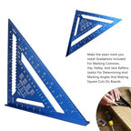 Carpenter Square 12-inch Layout Tool Alloy Metal Triangle Ruler Protractor,Blue(SAE&MER)