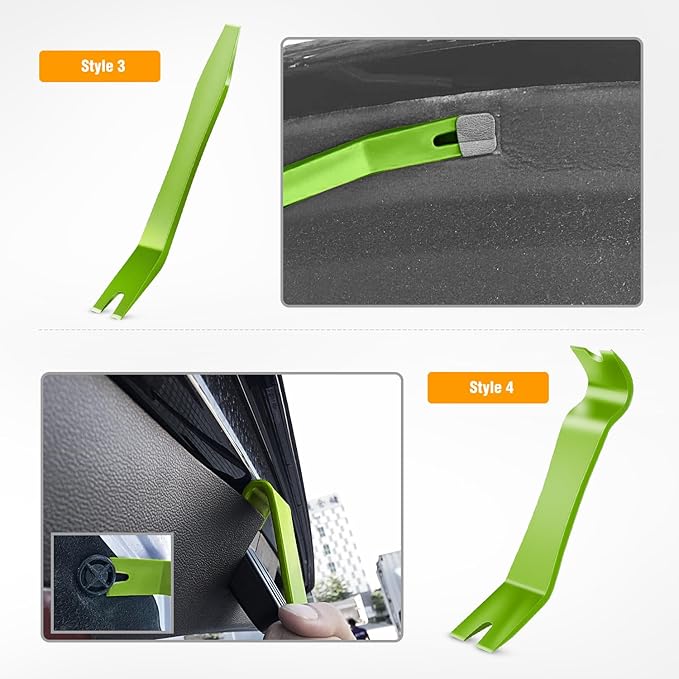 GOOACC 5PCS Auto Trim Removal Tool Kit No-Scratch Removal Tool Kit for Car Audio Dash Panel Window Molding Fastener Remover Tool Kit-Green