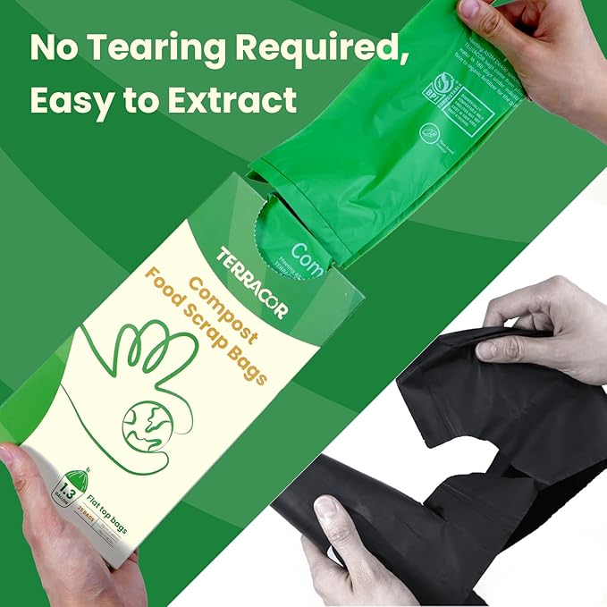 1.3 Gallon Compostable Trash Bags, 35 Bags Compost Bags for Countertop Bin, BPI Certified and Meet The ASTM D6400 Standard，Compostable Trash Bags in Dispenser Packs