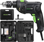 GALAX PRO 5Amp 1/2-inch Hammer Drill with 105pcs Accessories, Variable Speed 0-3000, Hammer and Drill 2 Functions in 1, 360°Rotating Handle, Depth Gauge, Carrying Case Included