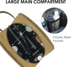 WANDF Travel Toiletry Bag for Men Large Toiletries Shaving Bag Water Resistant Hanging Dopp Kit Travel Accessories Bag for Women Men (Khaki)
