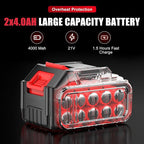 Cordless Impact Wrench 1/2 inch, 590 Ft-lbs (800N.m) Brushless Impact Gun, 21V High Torque Power Impact Driver, 2x4.0Ah Battery, Fast Charger,5 Impact Sockets for Family Car and Scaffold