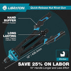 LIBRATON Rivet Nut Tool, 16" Rivnut Tool Kit, Hand Rivet Nut Tool kit with 11PCS Metric & SAE Interchangeable Mandrels, 110PCS Rivet Nuts, Carrying Case, Auto Release Nut Design