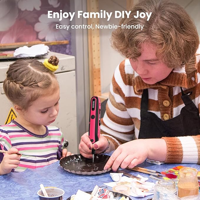 HARDELL Mini Cordless Rotary Tool, 5-Speed Rotary Tool Kit with 69 Accessories, 4V Power Rotary Tool for Cutting, Engraving, Sanding, Drilling, Polishing, Small Wood Carving tool or DIY Crafts（Pink)