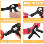 Yangoutool Cable Tie Gun, Fasten and Cut Cables with 16 Adjustable Tension Settings - Fit 2.8mm to 12mm Wide and up to 2mm Thick Nylon Ties