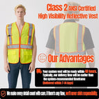 BeautyWill Custom Safety Vest Customized Logo Class 2 High Visibility Reflective Vest with Pockets Construction workwear