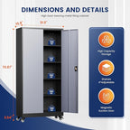 Yizosh Metal Garage Storage Cabinet with Locking Doors and Adjustable Shelves,- 75" Rolling Steel Tool Cabinet for Home Office,Garage,Warehouse