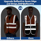 BeautyWill Custom Safety Vest Customized Logo Class 2 High Visibility Reflective Vest with Pockets Construction workwear