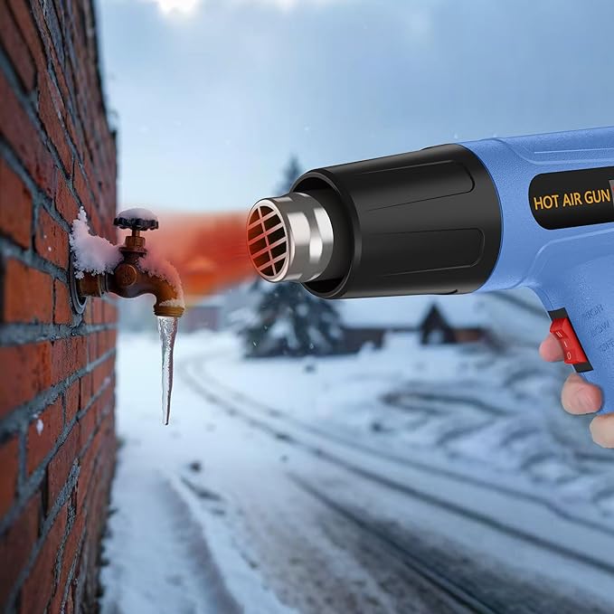 Heat Gun for Vinyl Wrap,Shrink Tubing,Paint,Epoxy Resin,Candle Making,Adjustable Temperature,Overload Protection Hot Air Gun Kit Nozzles(Side Temp Display + Stepless Temp Control)
