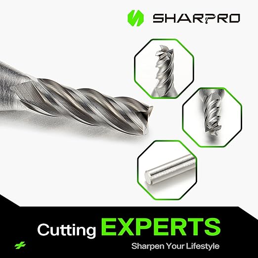 6mm Shank End Mill Bits Set 4mm Cutting Dia. 4 Flutes AlCrN Coated Carbide Square CNC Milling Bits, Apply for Alloy Steel, Stainless Steel, and Various Cast Iron (5PCS)