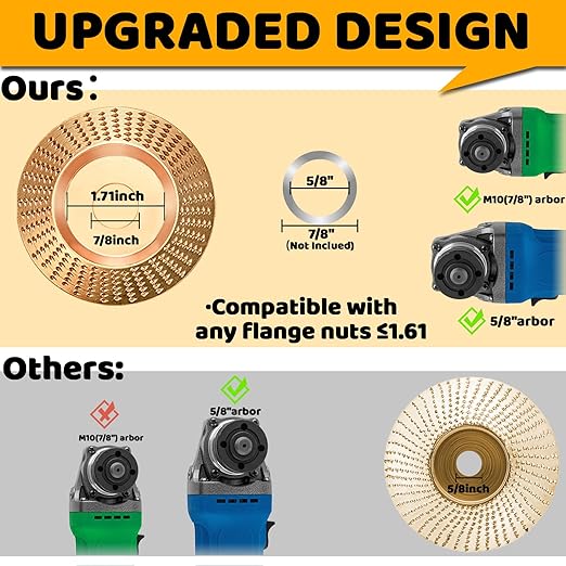 4PCS Angle Grinder Wood Carving Disc Set for 4" or 4 1/2" Attachment, Stump Tool Grinder Disc Wheel Attachments for Woodworking, Wood Shaping Carving Disc for Wood Cutting