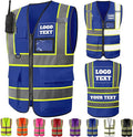 Custom Safety Vest Logo High Visibility Work Vests for Men Customize Hi Vis Reflective Construction Workwear