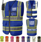 Custom Safety Vest Logo High Visibility Work Vests for Men Customize Hi Vis Reflective Construction Workwear
