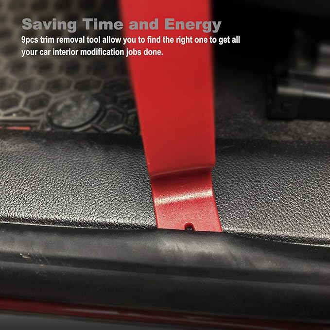 GLK Auto Trim Removal Tool Set, 5pcs Plastic Pry Tool Kit, Auto Trim Tool, Prying Tool, Car Door Panel Clip Revmoal Tool, Fasteners Remover, red