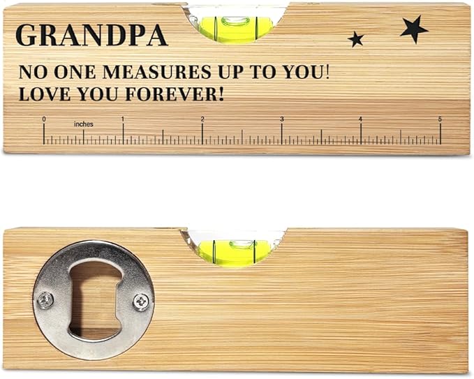 Fathers Day Birthday Gifts for Grandpa Dad from Daughter Son Wife Wooden Spirit Level Valentines Christmas Thank You Gifts Ideas for Daddy New Dad Grandpa Papa