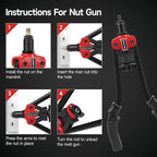 Eastvolt Rivet Nut Tool Kit, 3 in 1 Hand Rivet Gun, 14-Inch Rivnut Tool with 6 Metric Mandrels M3 M4 M5 M6 M8 M10, Rivet Bolt Tool with 3 Metric Bolt Mandrels and Rugged Carrying Case