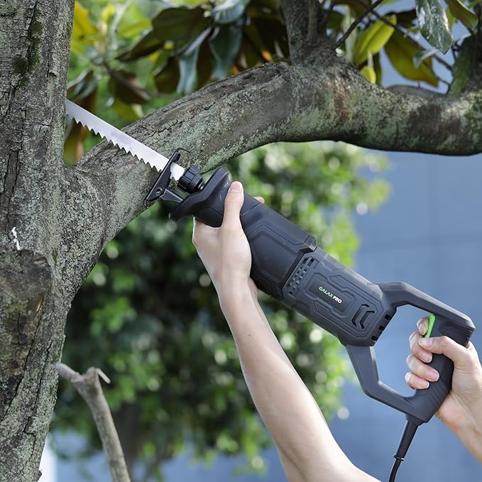 GALAX PRO 120V Reciprocating Saw, 6.0 Amp Variable Speed Corded Reciprocating Saw with1-1/8" Stroke Length, 2800RPM and 6" Max for Wood, Metal, PVC Pipe Cutting