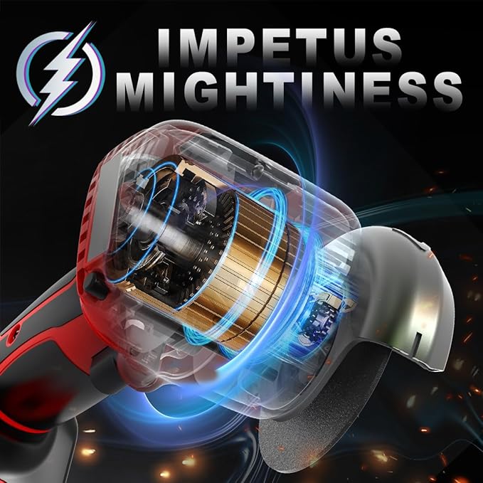 Brushless Cordless Angle Grinder Kit, 28000rpm Mini Electric Angle Grinding Tool with 2x21V 2000mAh Battery and 6-Cutting Discs, Grinder Handheld Cutter for Metal Wood