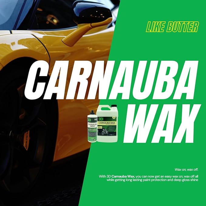 3D Carnauba Wax – Liquid Brazilian #1 Grade Wax for Deep Gloss & UV Protection | Easy Application | Safe on All Paint | Non-Staining Formula | Made in USA | 1 Gallon