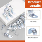 Tanstic 30Pcs 1/2 Inch EMT Pipe Strap Zinc Plated Steel One Hole Strap Conduit Clamp Rigid Pipe Strap for Pipe Fixing