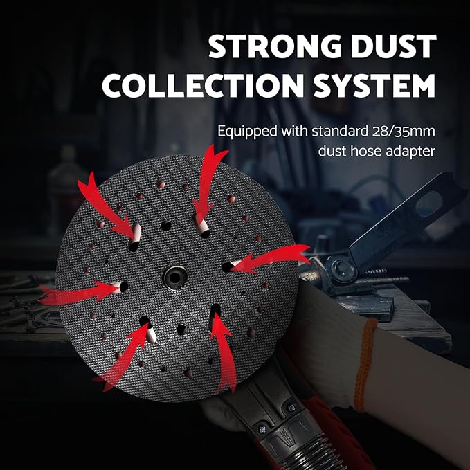 S&F STEAD & FAST Electric Random Orbital Sander with Vacuum Attachment 350W, Professional-grade, 5 inch 6 inch Backing Pads, Quiet, Powerful, Low Vibration, Woodworking, Auto Body Repair