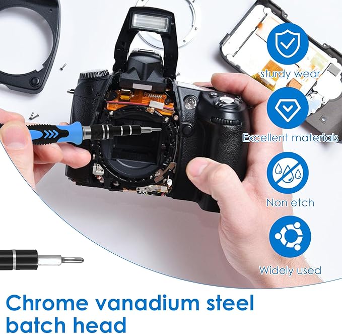 142Pcs Manual Precision Screwdriver Set Ergonomic Electronics Repair Screwdriver with 120 Bits for Repairing Phone Computer Tablet