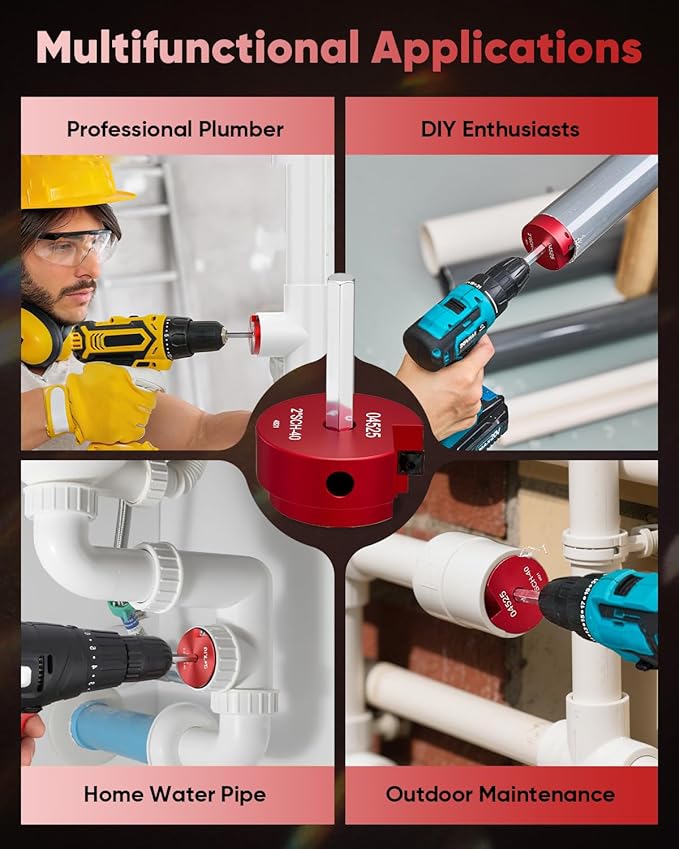 Saker PVC Pipe Reamer Kit, PVC Fitting Saver with 2inch Head, For SCH40, ABS Pipe,CPVC Perfect for Plumbing Repairs, Fits Standard 1/2" Drill