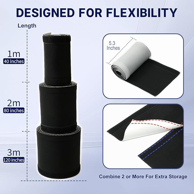 Neoprene Cable Management Sleeve 10ft (120 inch) - 1.5 inch, Velcro Cuttable Cord Organizer, Split Wire Loom Tubing Reversible Cord Protector for TV USB PC Ethernet Cable Hider Protect Pets Kids