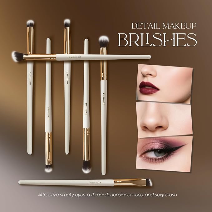 Makeup Brushes Set 12 Piece Professional & Beginner Friendly, Soft Synthetic Bristles for Face Eyeshadow Blending, Easy to Clean Travel Ready with Case, Ergonomic Wooden Handle Hypoallergenic (White)-VeraVaultWomen