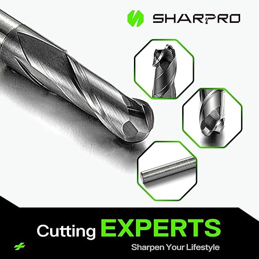 Carbide Ball Nose End Mill 2 Flute 3/16 Inch SHK. and Cutting Dia. 3D Carving, High-Speed and Deep Cutting, AlCrN Coated, Apply for Alloy Steel, Stainless Steel and Various Cast Iron.