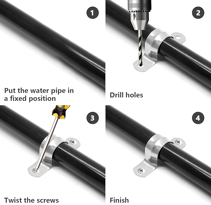 10Pcs 2 Inch Stainless Steel Large Conduit Clamps, Two Hole Strap U Bracket Rigid Pipe Strap Metal U Clamp Conduit Strap Tension Clips U-tube Clamp Heavy Duty