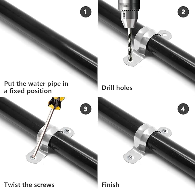 20Pcs 1 Inch Stainless Steel Conduit Clamps, Two Hole U Bracket Rigid Pipe Metal U Clamp Conduit Strap Tension Clips U-tube Clamp Heavy Duty