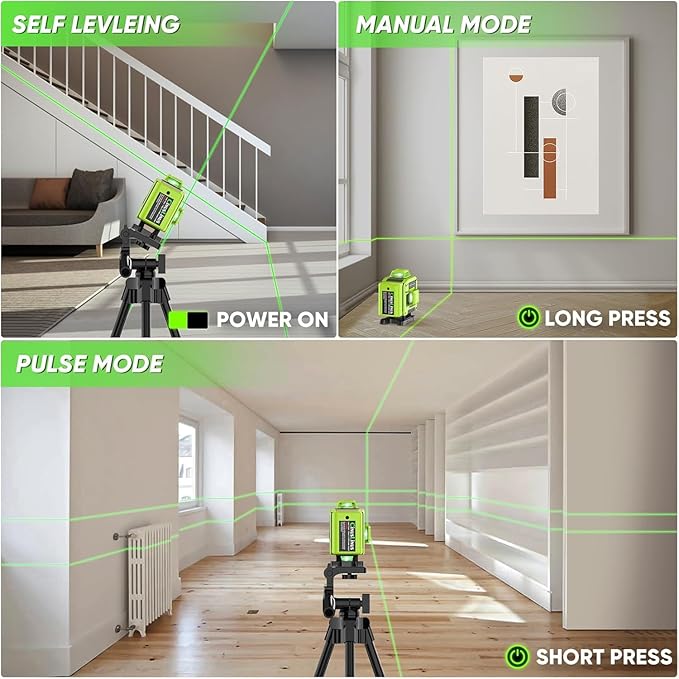 Laser Level 360 Self Leveling with Tripod,CinusLinus 4D Lazer Level,4x360° Cross Line Laser for Construction Project Renovation,Floor Tile, Laser Level Lines Tool