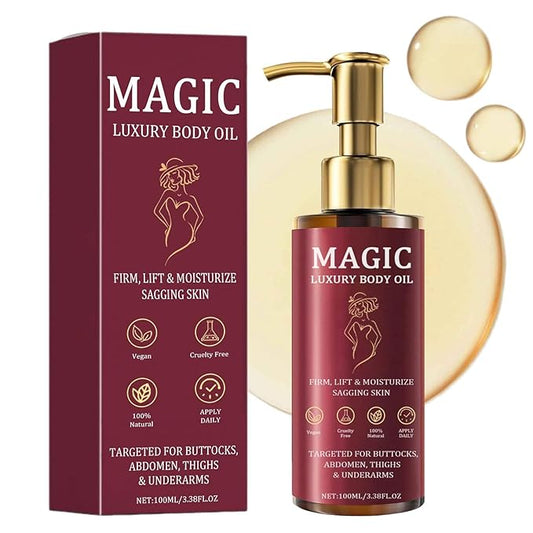 Magic Body Firming Oil, Luxury Body Oil for Crepe Skin, Tightening & Hydrating Body Oil After Shower with Vitamin E and Rosehip, Non-Greasy Body Serum Oil for Thighs, Arms, Chest, 100ML / 3.38 Fl Oz-VeraVaultWomen