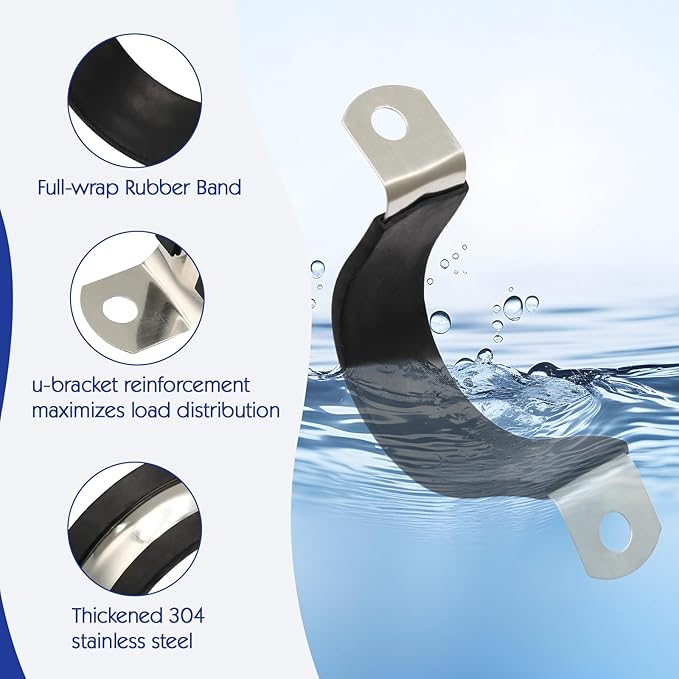 10PCS Reinforced Rigid Pipe Strap Clamp 1-9/16 Inch Conduit Clamp with Rubber Straps, Pipe Brackets for Mounting 2 Hole U Clamps Brackets Strap Hanger Tube Tension Clips Heavy Duty