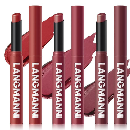 Jolilab 3 Pcs Velvet Matte Lipstick Nude Matte Soft Dark Color Stick Waterproof Long-Lasting Non-Stick Cup High Pigmented Lip Stick Lip Balm Beauty Cosmetics Gift for Girls（10#+11#+12#