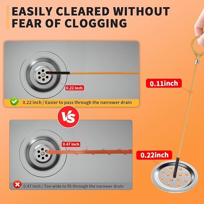 35 Inch Drain Snake Hair Clog Remover Tool, Anti-Break Metal with Nylon Coating Sink Snake, for Bathroom Sink, Tub, Shower, Pipe Drain (4 Pack)