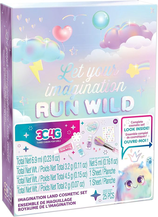Make It Real 3C4G: Imagination Land Cosmetic Set - 25pc Complete Beauty Set, Blush, Eyeshadow, Lip Gloss, Nail Polish, Three Cheers for Girls, Kids Ages 8+-VeraVaultWomen