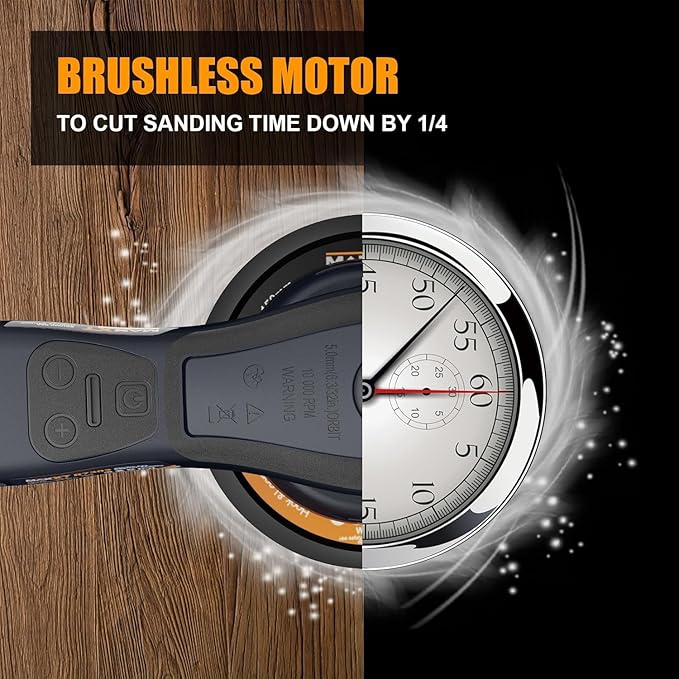 MAXXT Electric 5mm Random Orbital Sander Brushless 350W 3A Multi-function Variable Speed Electric Corded Orbital Sanders Machine with 10 Sanding Paper for Woodworking (R7303-5.0mmOrbit)