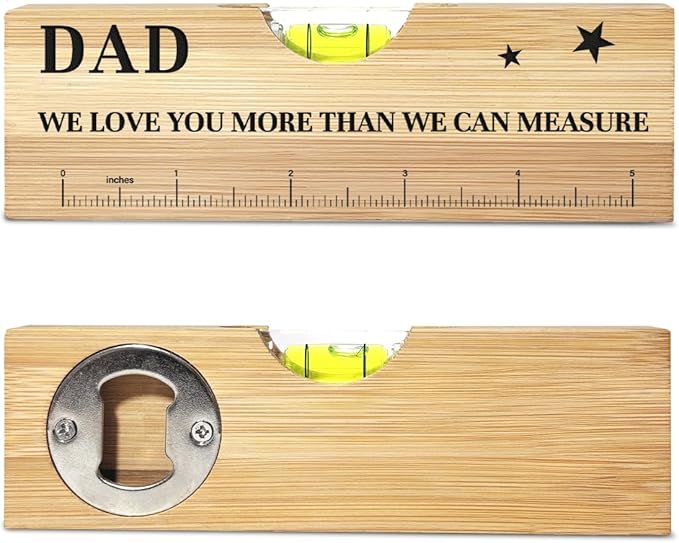Fathers Day Birthday Gifts for Dad from Daughter Son Wife Wooden Spirit Level Valentines Christmas Thank You Gifts Ideas for Daddy New Dad Papa Grandpa