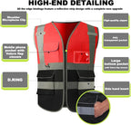 BeautyWill Custom Safety Vest Customized Logo Class 2 High Visibility Reflective Vest with Pockets Construction workwear