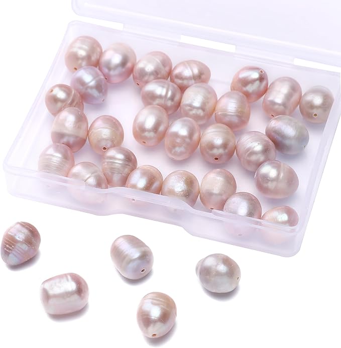 Natural Pearl Beads Rice 9-10mm Purple Freshwater Cultured Loose Gemstone Beads for DIY Jewelry Making 13.8''/Strand HQ